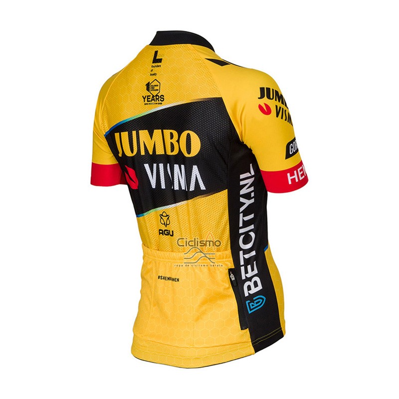 Jumbo Visma Ropa Ciclismo Culotte Corto 2023 Mangas Cortas Negro AMarillo